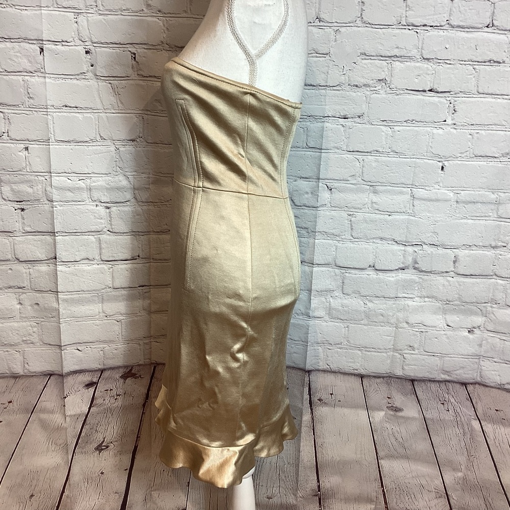 STELLA MCCARTNEY STRAPLESS KNEE LENGTH DRESS CHAMPAGNE NWT SZ MED - Picture 7 of 14